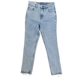 Collusion Jeans X005 28X32 Acid Wash High‎ Rise Tapered Chewed Hem Straight
